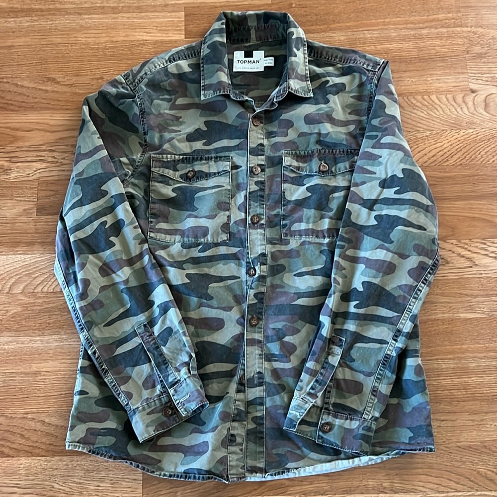 Topshop Camo Button Down